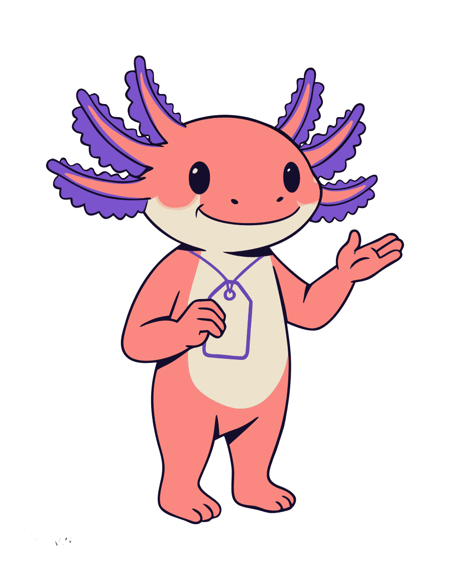 Newt holding a free tag